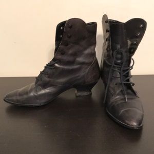 Black witch inspired lace up high heel boots